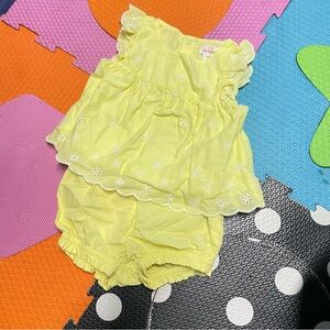 Yellow Baby Outfit with Floral Embroidery